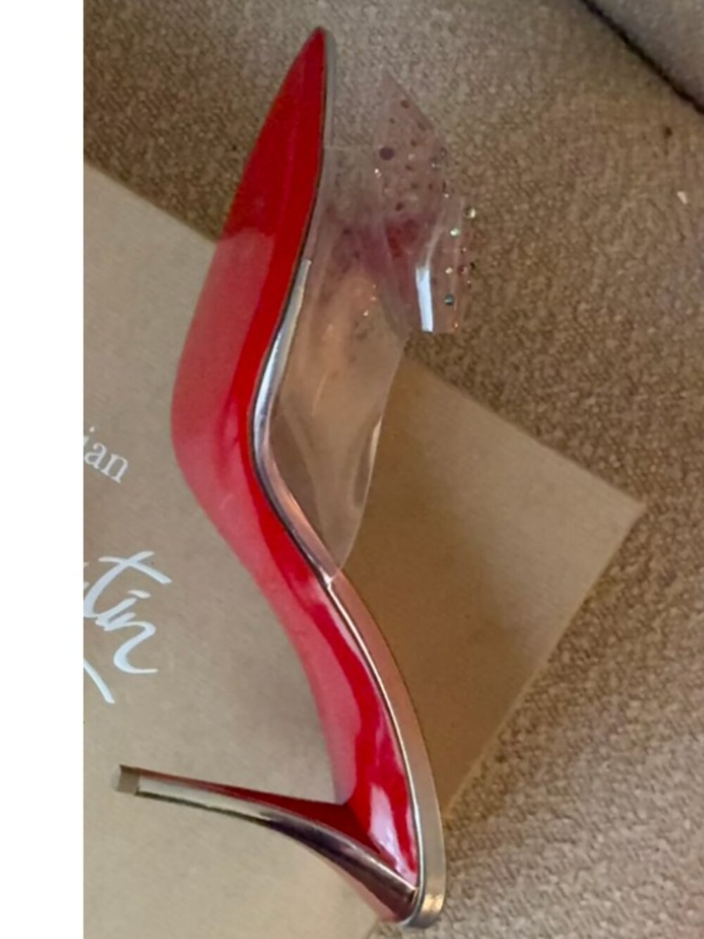 Christian Louboutin AquaStrass PVC Pink Crystal Bow Mules SIZE 7.5/39 (see note) - Picture 15 of 16